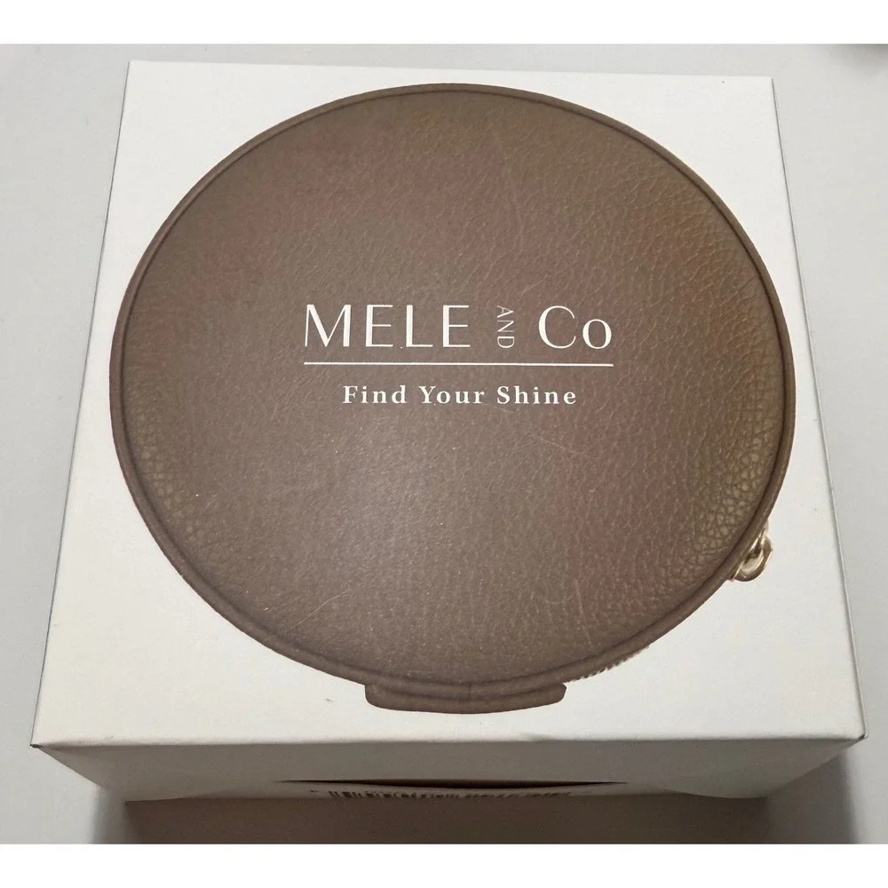 Mele & Co Passage Travel Jewelry Case Tan‎ Brown Round Organizer 1202 NIB